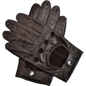 🆕Men Brown Lambskin Leather Driving Gloves Soft Unlined Touchscreen Motorcycle